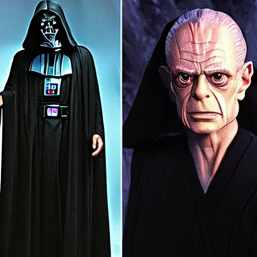 Prompt: jeff gold blum as emperor palpatine in the original trilogy, star wars movie, photo