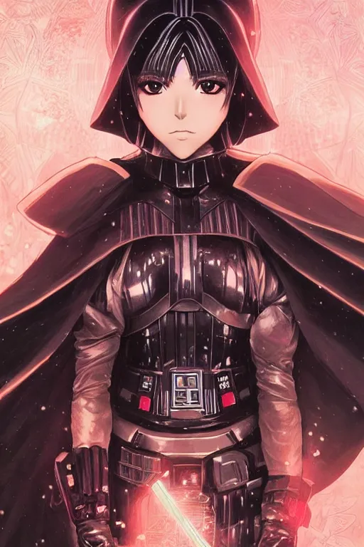 Image similar to anime key visual of a female darth vader goddess!!, intricate, stunning, highly detailed, digital painting, artstation, smooth, hard focus, illustration, art by artgerm and greg rutkowski and alphonse mucha