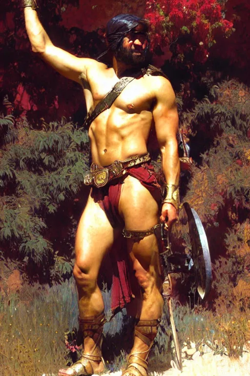 Image similar to male, gladiator, painting by gaston bussiere, craig mullins, greg rutkowski, alphonse mucha