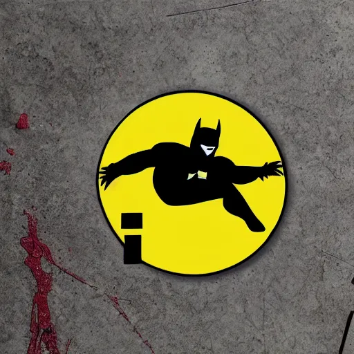 Image similar to die cut sticker of batman breakdancing, dripping paint