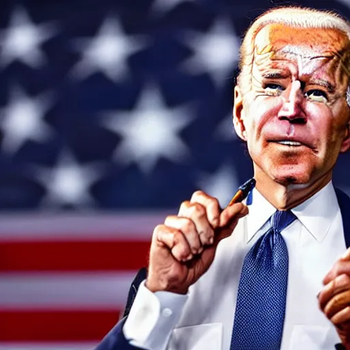 Image similar to joe biden in a wheelchair licking lollypop