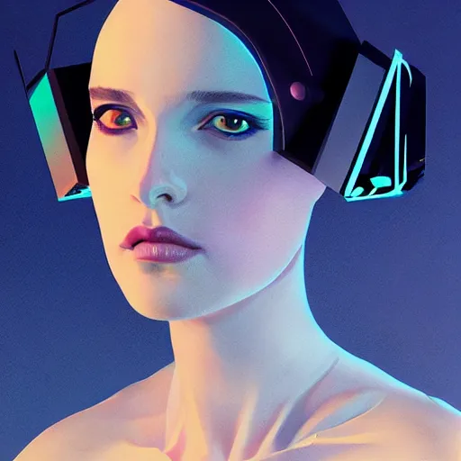 Prompt: portrait androgynous sci - fi girl, blade runner 2 0 4 9, cassette futurism, modular synthesizer helmet, futuristic metropolis, matrix, digital art, trending on artstation, pop art by hsiao - ron cheng