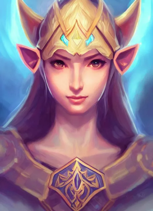 Prompt: beautiful portrait of a gorgeous knight who looks like Princess Zelda , character design by Ross Tran, artgerm detailed, soft lighting