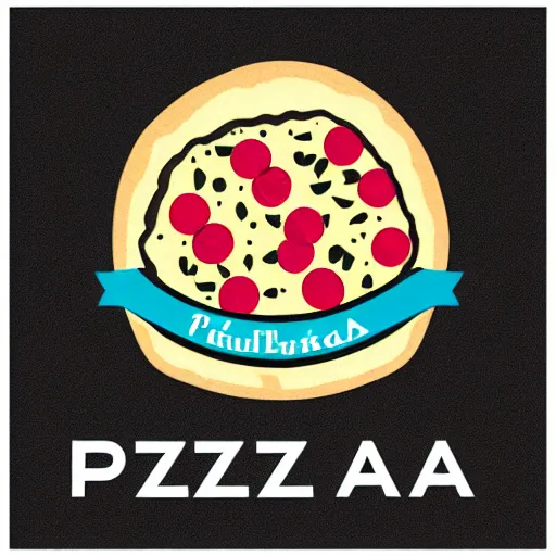 Image similar to A logo with a pizza and a beer