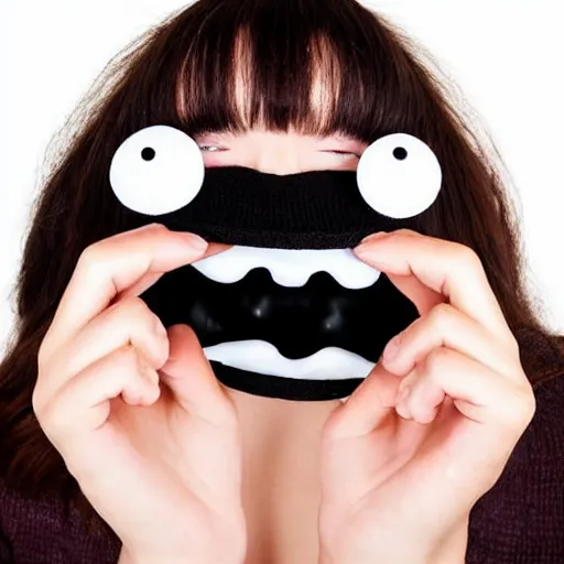 Image similar to alive hat with face eyes mouth and teeth on head, funny professional photo