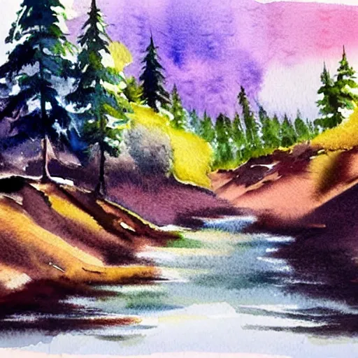 Prompt: watercolor landscape