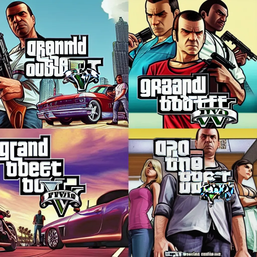 Prompt: cover art for grand theft auto 6