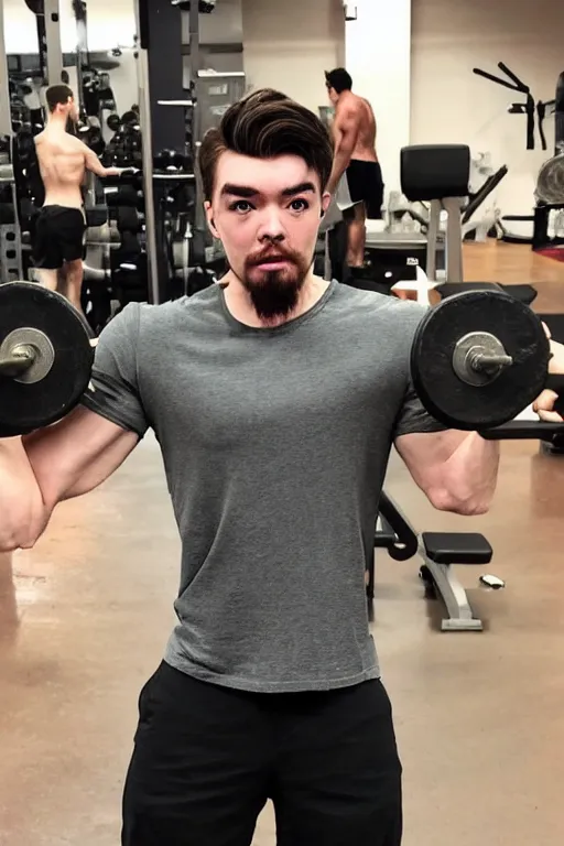 Image similar to 📷 Sean McLoughlan, Youtuber Jacksepticeye is a jacked muscle builder gigachad