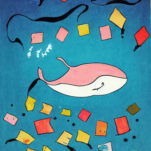 Prompt: children\'s book art of a whale, cute