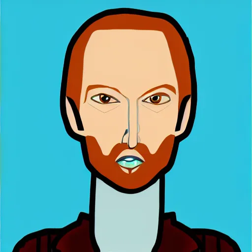 Image similar to A gangly british man, with short blond hair and stubble wearing a corduroy jacket and turtleneck , blue eyes, pale skin, English heritage, digital art, cartoon, mid-shot, 8k