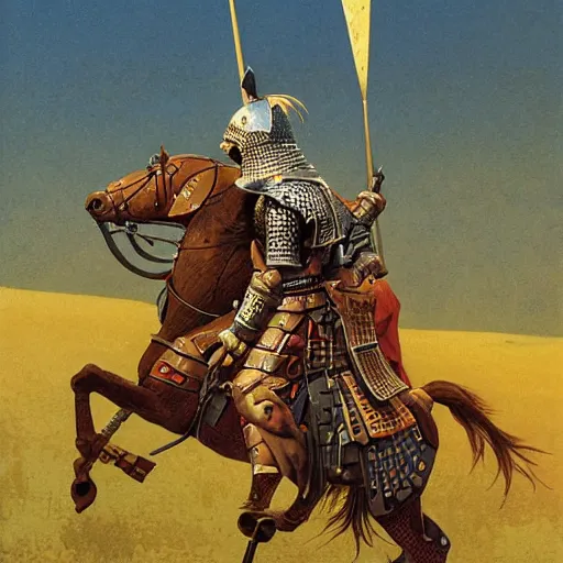 Prompt: a battle weary knight, highly detailed illustration, by angus mcbride