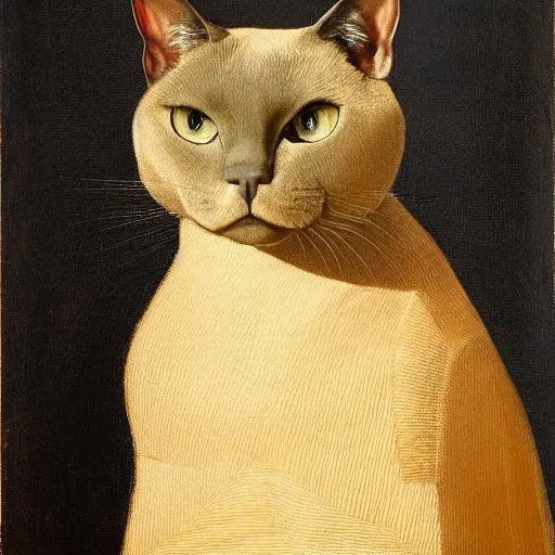 Image similar to renaissance portrait of a burmese cat