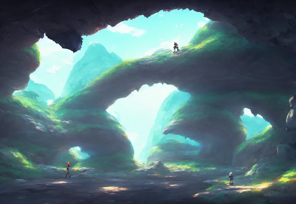 Image similar to futuristic cave tunnel, rocks, anime, official fanart behance hd artstation by jesper ejsing and makoto shinkai, 4 k