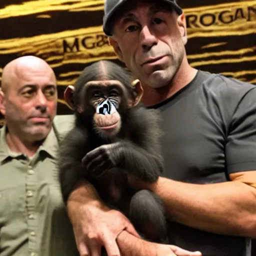 Image similar to joe rogan with a chimp