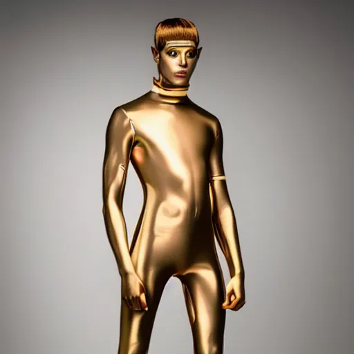 Prompt: a beautiful athletic male holographic metal manequin, photographed by erwin olaf