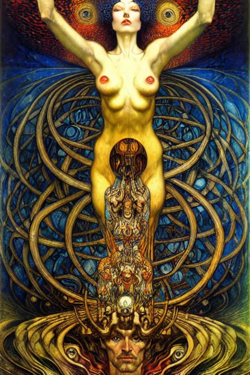 Image similar to Divine Chaos Engine by Karol Bak, Jean Delville, William Blake, Gustav Klimt, and Vincent Van Gogh, symbolist, visionary