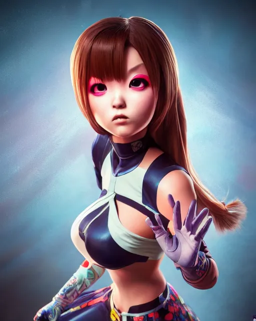 Prompt: an epic comic book style full body portrait painting of kasumi dead or alive, elegant, character design by Mark Ryden and Pixar and Hayao Miyazaki, unreal 5, DAZ, hyperrealistic, octane render, cosplay, RPG portrait, dynamic lighting, intricate detail, summer vibrancy, cinematic