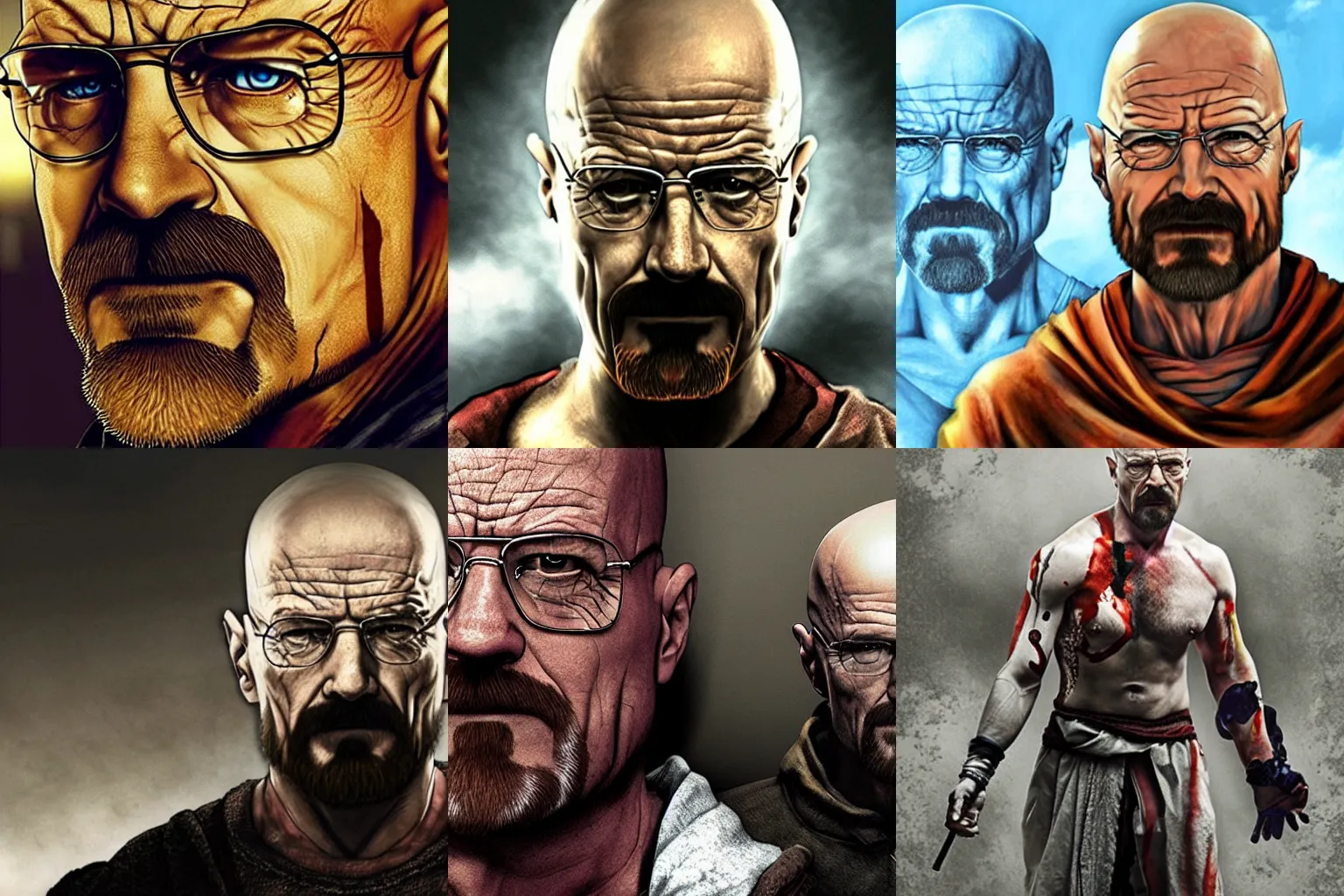 Prompt: Walter White as Kratos