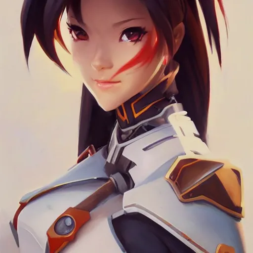 Prompt: greg manchess portrait painting of asuna yuuki as overwatch character, medium shot, asymmetrical, profile picture, organic painting, sunny day, matte painting, bold shapes, hard edges, street art, trending on artstation, by huang guangjian and gil elvgren and sachin teng