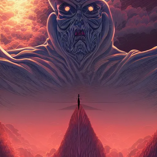 Image similar to the second coming of boogie man by dan mumford, yusuke murata, makoto shinkai, ross tran, cosmic, heavenly, god rays, intricate detail, cinematic, 8 k, cel shaded, unreal engine, featured on artstation, pixiv