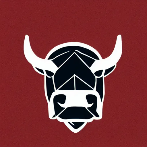 Prompt: bull logo, minimalistic design, banksy, bold, sharp, by simon daniels, white background, illustration