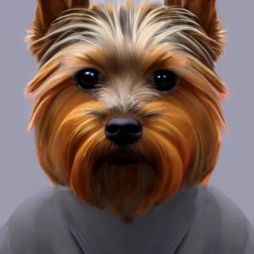 Prompt: A cute brazilian president candidate yorkshire terrier, 30mm, by Noah Bradley trending on ArtStation, deviantart, high detail, stylized portrait