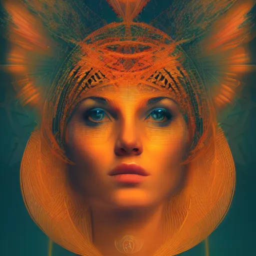 Prompt: a portrait of a beautiful goddess by Petros Afshar and Beeple