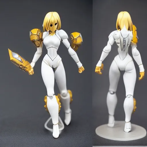 Image similar to samus varia white suit as a warhammer tabletop figurine