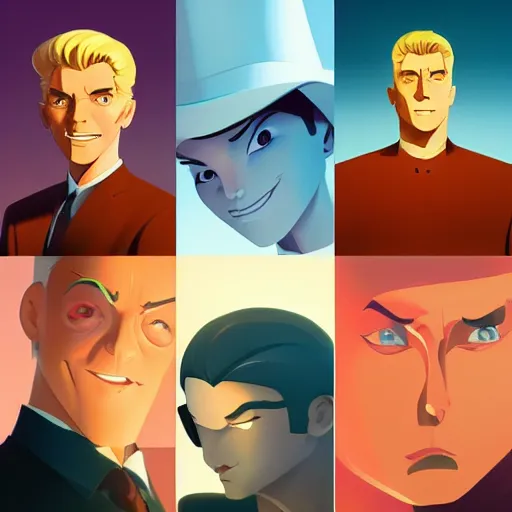 Image similar to face icon stylized minimalist the new adventures of johnny quest, loftis, cory behance hd by jesper ejsing, by rhads, makoto shinkai and lois van baarle, ilya kuvshinov, rossdraws global illumination