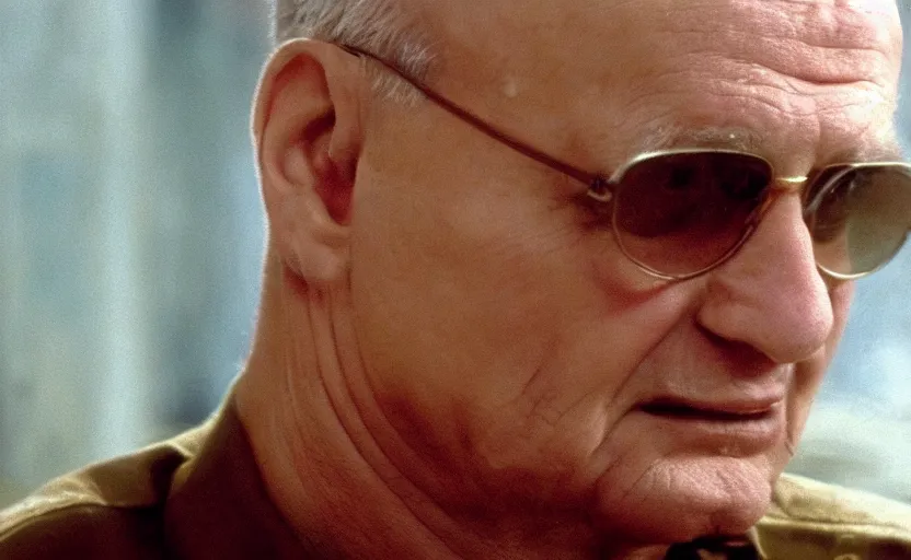 Prompt: Old Karol Wojtyła in a still from the movie Full Metal Jacket (1987), 4k, high quality