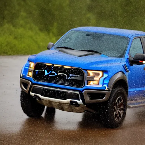 Image similar to the driver seat of a ford raptor in the rain, 4 k high - resolution photograph, ultra detail, hd photo