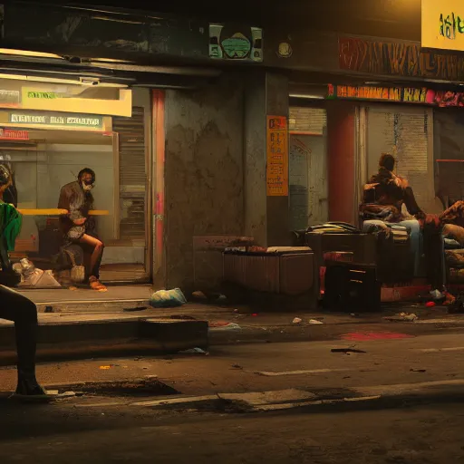 Image similar to abandoned subway homeless slum low light. Cyberpunk 2077. CP2077. 3840 x 2160