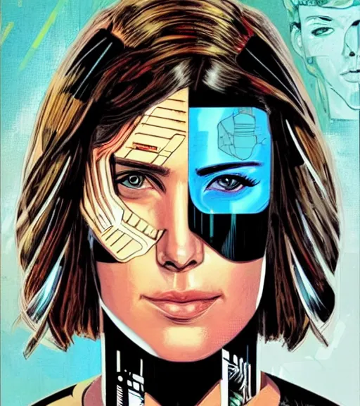 Image similar to portrait of a female android, by MARVEL comics and Sandra Chevrier