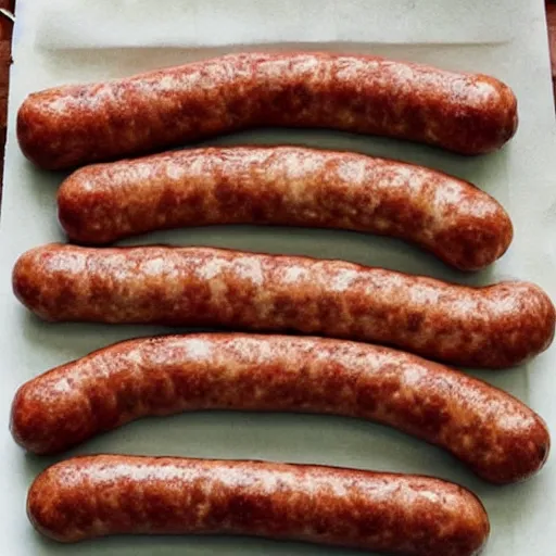 Image similar to hand made out of sausages