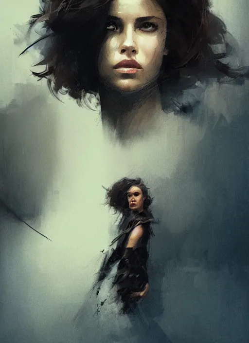 Prompt: portrait of a latin young woman, curlybrown hair and, wearing round thin, she has a big, round jawline, dramatic lighting, illustration by greg rutkowski, yoji shinkawa, 4 k, digital art, concept art, trending on artstation