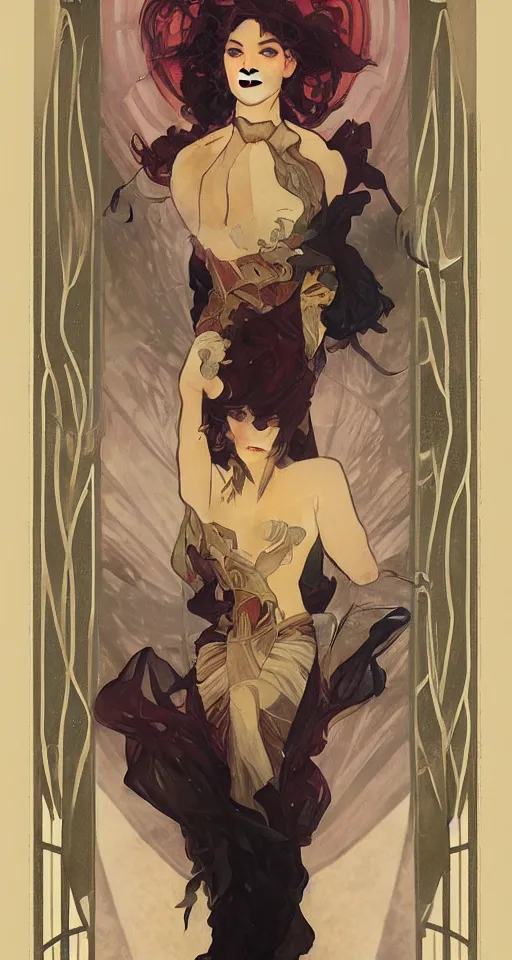 Image similar to the star tarot card, elegant, dramatic lighting, graphic art, volumetric lighting, sharp focus, detailled, by Krenz Cushart and Artem Demura and Alphonse Mucha