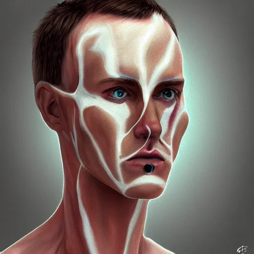 Image similar to half human half milk, digital art,