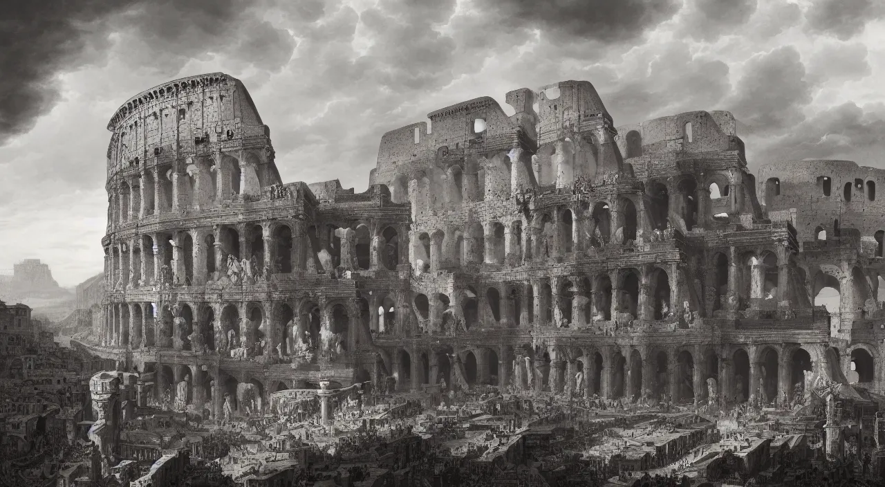 Prompt: 2 0 giant women body buildings creating a rare city at the kingdom of julius caesar, roman historic works, hyper - detailed, artstation trending, world renowned artists, historic artworks society, antique renewel, good contrast,, cgsociety, by greg rutkowski, by gustave dore, deviantart, 3 5 mm lens,