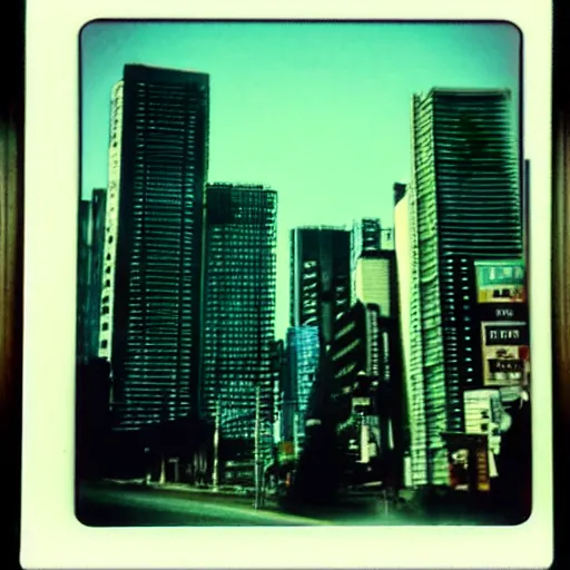 Prompt: Chiba City as described by William Gibson in the book Neuromancer. Polaroid