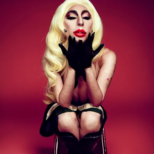 Image similar to award winning portrait of lady gaga, photo by mark mann