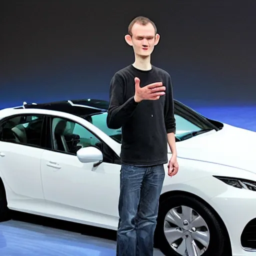Image similar to Vitalik Buterin trying to sell you a used car