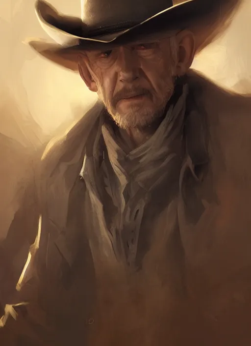 Prompt: jonathan banks as a cowboy, elegant, digital painting, concept art, smooth, sharp focus, illustration, from starcraft by ruan jia and mandy jurgens and artgerm and william - adolphe bouguerea