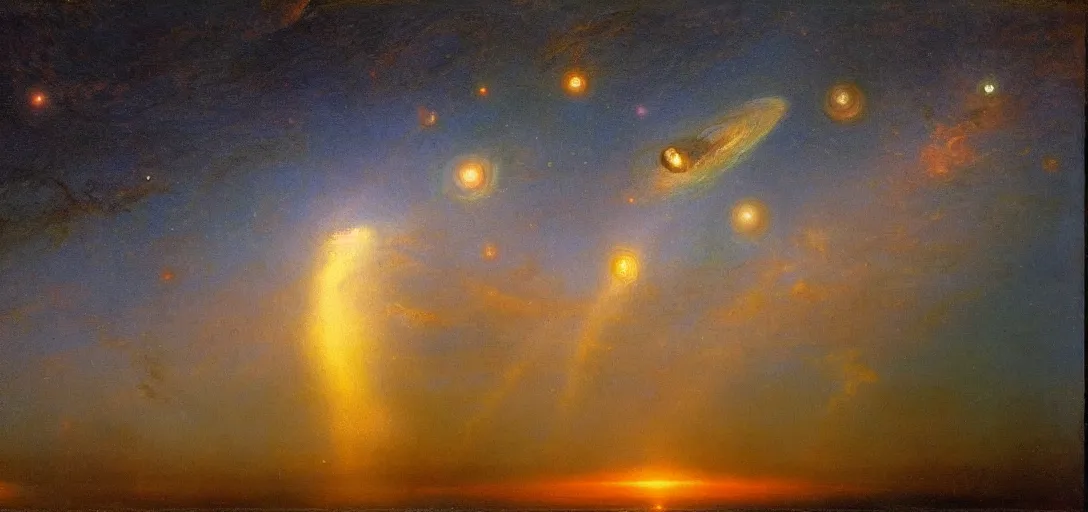 Prompt: Space Dreams in the Sky by Frederic Edwin Church