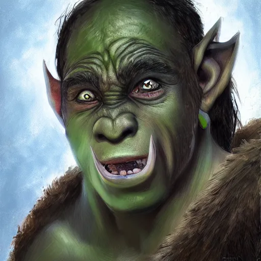 Image similar to a detailed portrait of a child orc boy, fantasy art illustration, incredibly highly detailed and realistic, 8 k, sharp focus