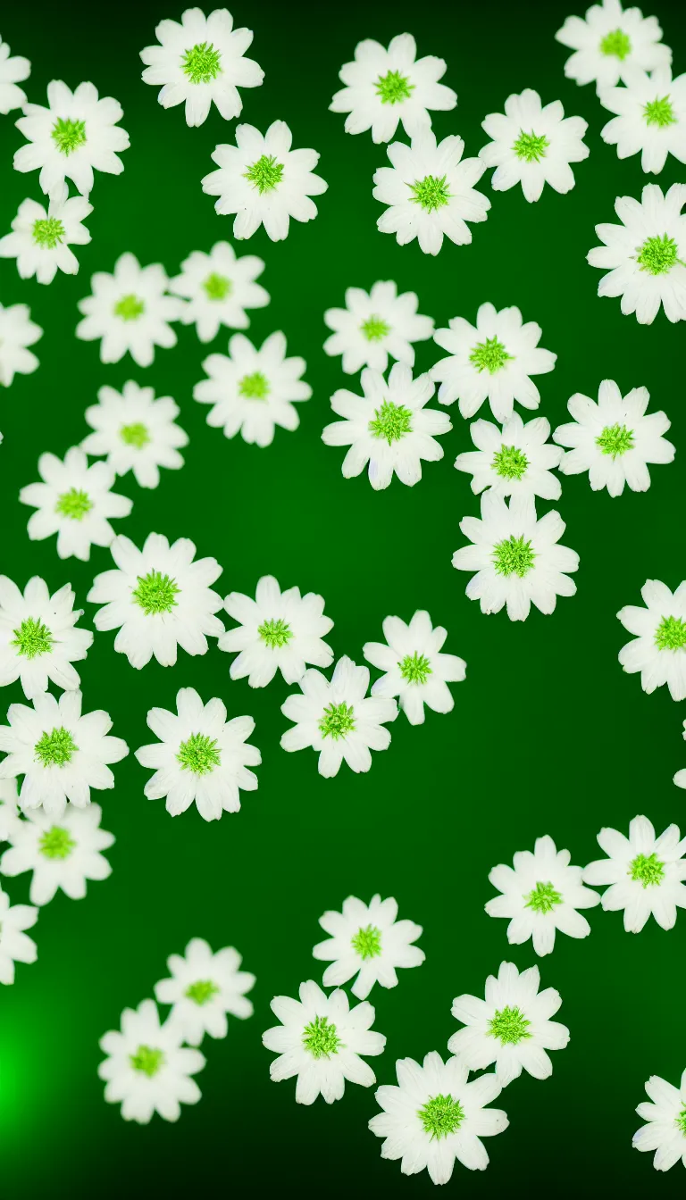 Prompt: highly detailed photo white flowers on green background, award winning photo, hyper realistic, concept art, 8 k detail post - processing