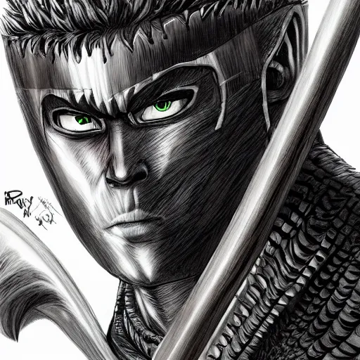 Image similar to portrait of guts from berserk fan art, digital 2d, anime, character, extremely detailed, made by Justin Fields artstation