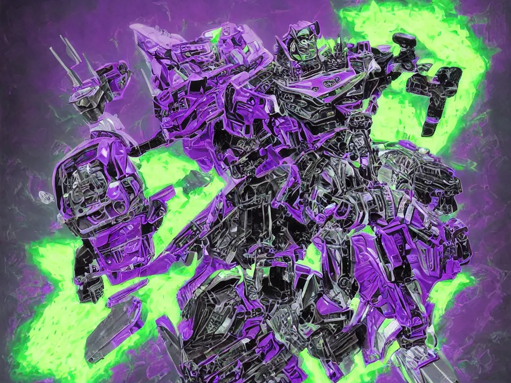 Image similar to portrait of cowboy johnny cash as purple green optimus prime from transformers riding on guitar zord ufo hoverboard, intricate, highly detailed, smooth, artstation, digital illustration by Lisa Frank and Ruan Jia and Mandy Jurgens and Artgerm and Wayne Barlowe and Greg Rutkowski and Zdislav Beksinski