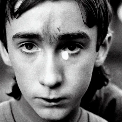 Prompt: bran stark plays ralph in lord of the flies ( 1 9 6 3 ), 3 5 mm black and white, highly detailed, cinematic lighting