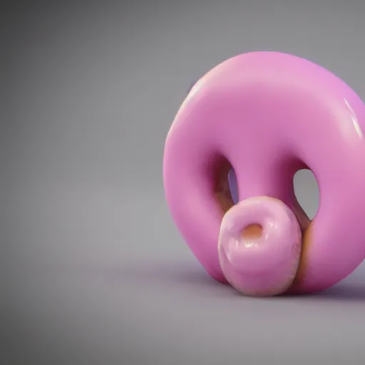 Image similar to a pink haired donut with ears, hyper realistic, unreal engine 5, octane 3 d, render