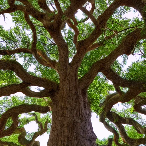 Image similar to an oak tree growing in an atrium, natural light, photo, 4 k